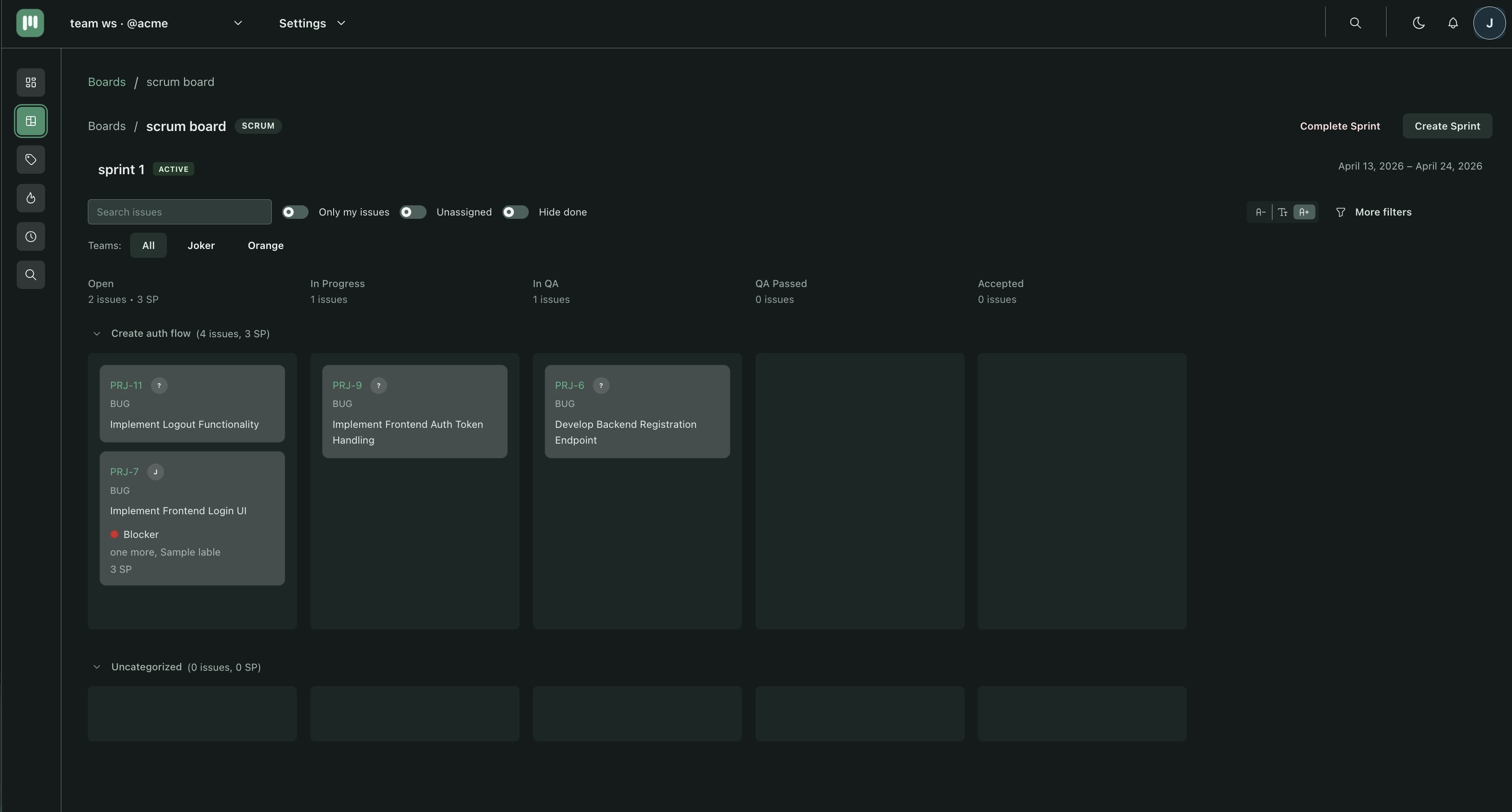Board view showing three columns: To do, In progress, and Done